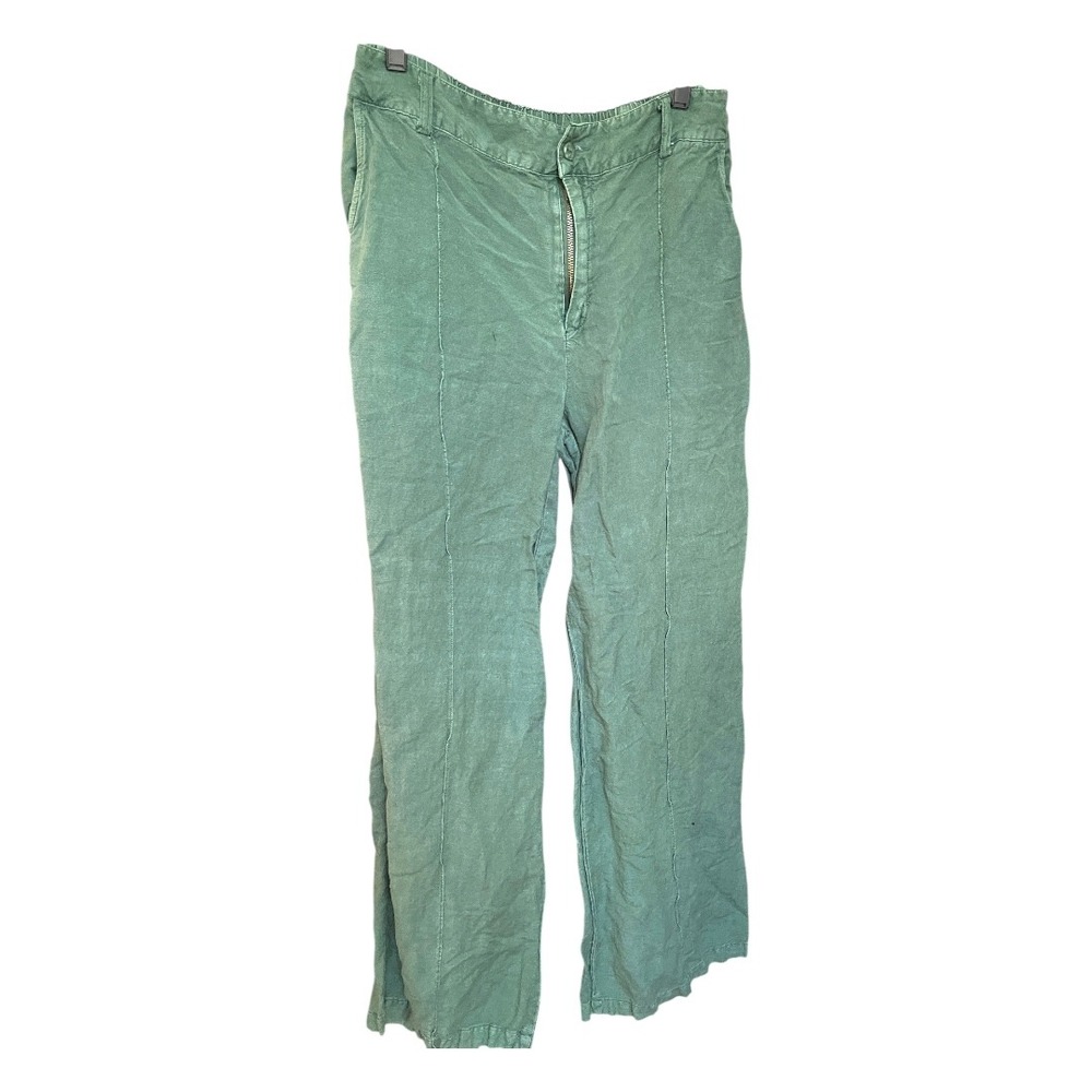 YFB Young Fabulous & Broke Green Linen Blend Straight Leg Pants‎ L